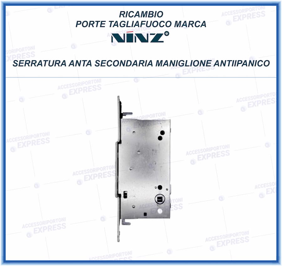 Serratura per anta secondaria porta tagliafuoco con maniglione antipanico